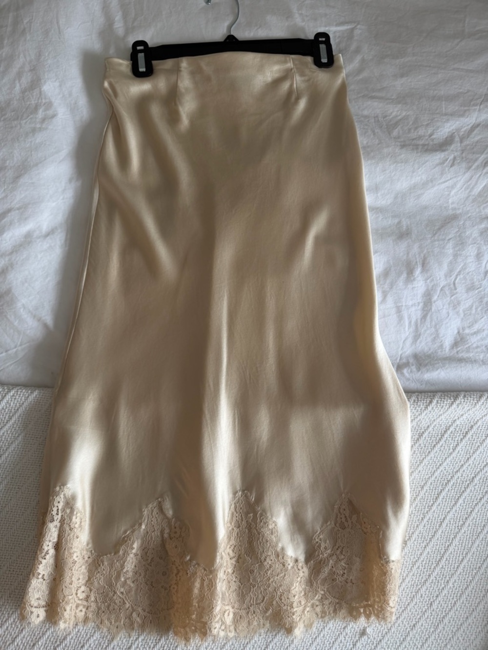 Reformation Satin Slip Skirt in Champagne Beige - Picture 6 of 8
